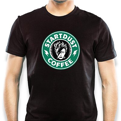 Camiseta Rock Stardust Coffee tamanho adulto com mangas curtas na cor Preta Premium