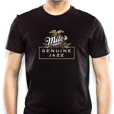 Camiseta Miles Davis Genuine Jazz tamanho adulto com mangas curtas na cor Preta Premium