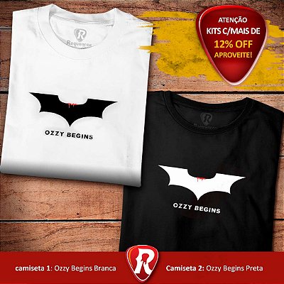 Kit 2 Camisetas premium Ozzy Begins masculina branca e Ozzy Begins  masculina preta