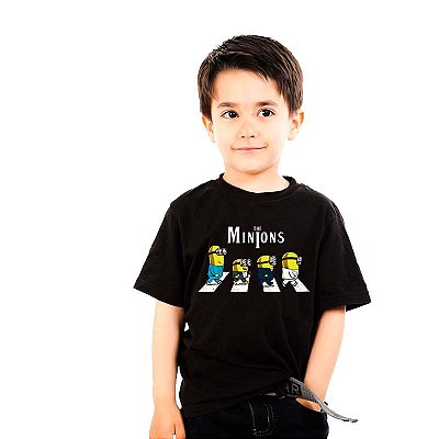 Camiseta Abbey Road Minions Unissex Infantil Preta
