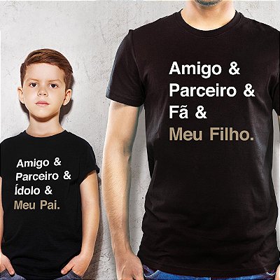 Kit Camisetas Masculina e Infantil Unissex Pretas de mangas curtas Tal pai tal filho Pai Ídolo e Filho Fã