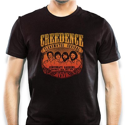 Camiseta Creedence Clearwater Revival Cincinnat Gardem Concert tamanho adulto com mangas curtas na cor preta Premium