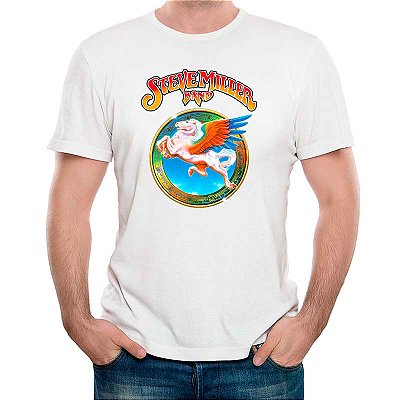 Camiseta rock Steve Miller Band tamanho adulto com mangas curtas na cor Branca Premium