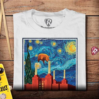 Oferta Relâmpago - Camiseta Premium Van Gogh Animals P e M Masculina Preta
