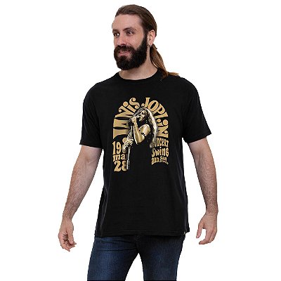 Oferta Relâmpago - Camiseta Janis Joplin M Preta masculina Premium