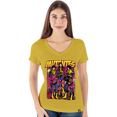 Oferta Relâmpago - Camiseta P Feminina Mostarda Mutantes Premium
