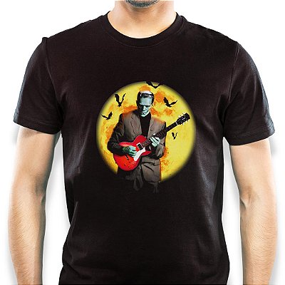Camiseta Frank Guitar Player tamanho adulto com mangas curtas na cor Preta Premium