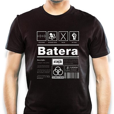 Camiseta  Batera Composição tamanho adulto com mangas curtas na cor Preta Premium