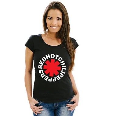Oferta Relâmpago - Camiseta Preta M Feminina Red Hot Logo Premium