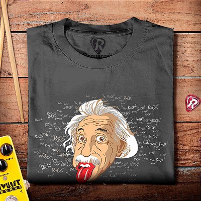 Oferta Relâmpago - Camiseta G masculina Cinza Rolling Stones Albert Einstein Premium