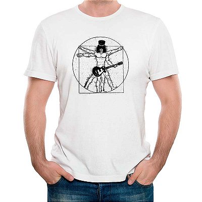 Camiseta Slash Vitruviano tamanho adulto com mangas curtas na cor Branca Premium