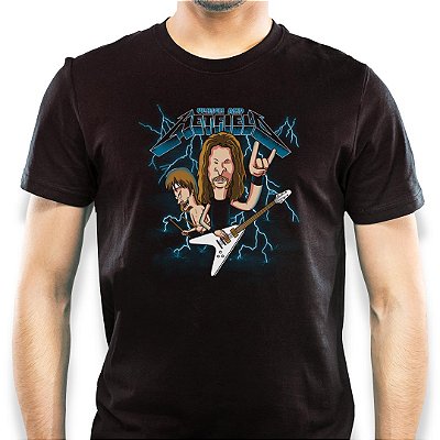 Camiseta  Beavis and Butt-Head Urich and Hetfield Premium com mangas curtas na cor Preta