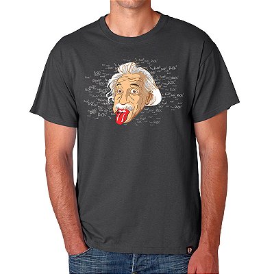 Camiseta Rolling Stones Albert Einstein Premium tamanho adulto com mangas curtas na cor cinza