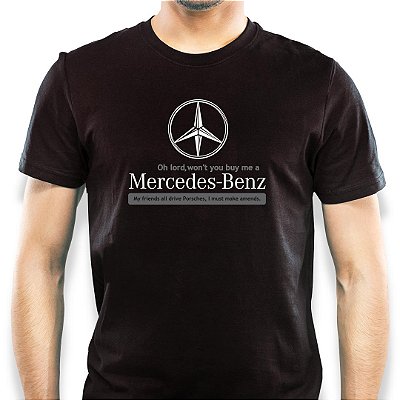Camiseta para adulto com mangas curtas na cor preta Janis Joplin Mercedes-Benz Premium