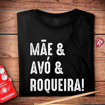 Oferta Relâmpago - Camiseta GG Feminina Preta Mãe Avó e Roqueira Premium