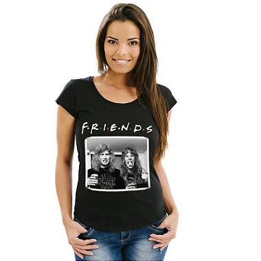 Oferta Relâmpago - Camiseta GG Feminina Preta Friends Premium