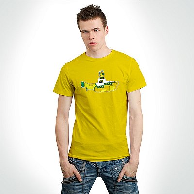 Oferta Relâmpago - Camiseta Masculina G Amarela Yellow Submarine Premium