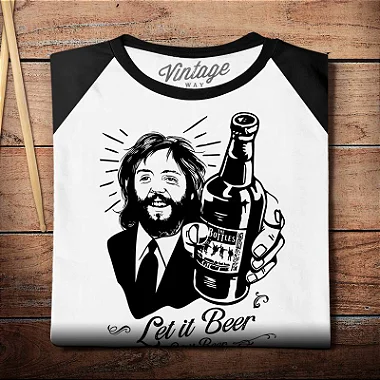Oferta Relâmpago - Camiseta P e M Branca Let it Beer Masculina Raglan