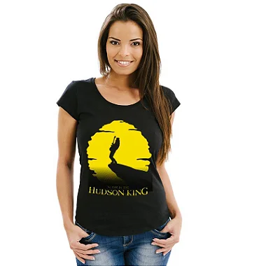 Oferta Relâmpago - Camiseta GG Feminina Preta Slash Hudson King Premium