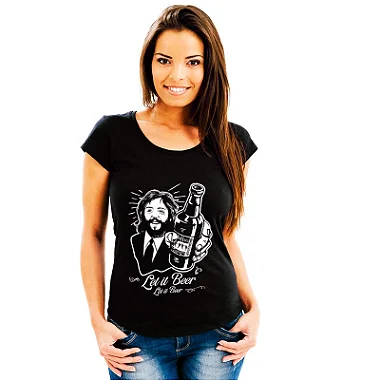 Oferta Relâmpago - Camiseta G Feminina Preta Paul Let it Beer Premium