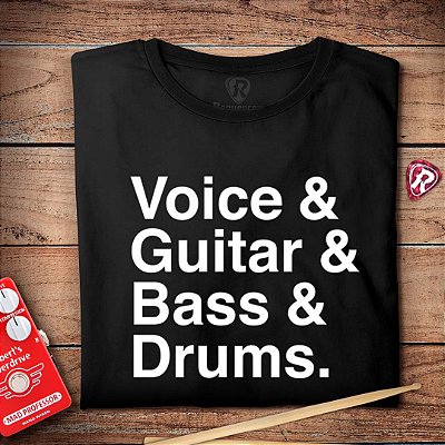 Oferta Relâmpago - Camiseta Preta G masculina Voice & Guitar & Bass & Drums Premium