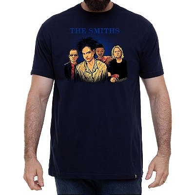 Camiseta rock The Smiths tamanho adulto com mangas curtas na cor azul marinho