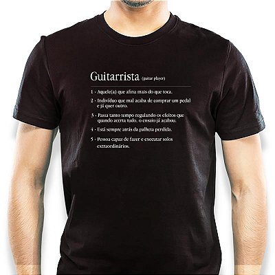 Camiseta Rock Significado de Guitarrista tamanho adulto com mangas curtas na cor preta