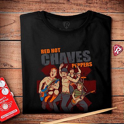 Oferta Relâmpago - Camiseta P Masculina Preta Red Hot Chaves Peppers Premium