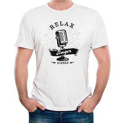 Camiseta Relax the Singer is here tamanho adulto com mangas curtas na cor branca Premium