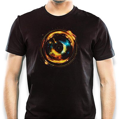 Camiseta Vinily with Lights tamanho adulto com mangas curtas na cor preta Premium