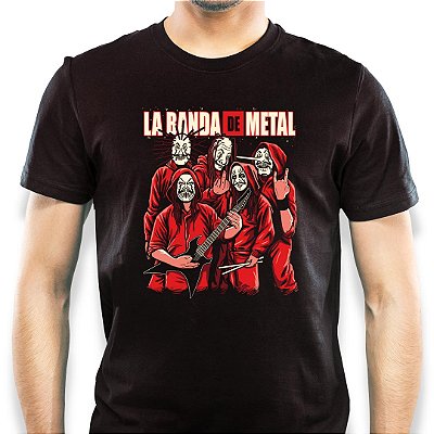 Camiseta La Banda de Metal tamanho adulto com mangas curtas na cor Preta Premium