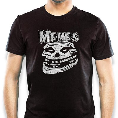 Camiseta rock Misfits Memes tamanho adulto com mangas curtas na cor preta Premium