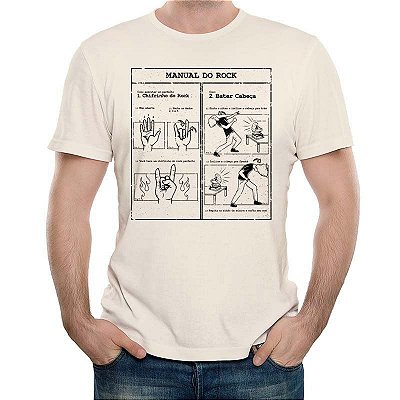 Camiseta rock Manual do Rock tamanho adulto com mangas curtas na cor Off White