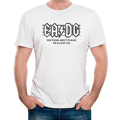 Camiseta rock Cordas Baixo EADG tamanho adulto com mangas curtas na cor branca