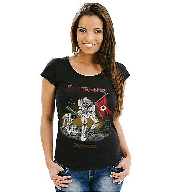 Oferta Relâmpago - Camiseta P Feminina Preta Eddies Stormtrooper Premium