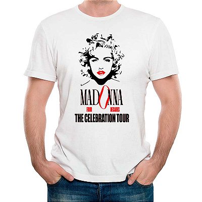 Camiseta Madonna The Celebration Tour Face tamanho adulto com mangas curtas na cor branca Premium