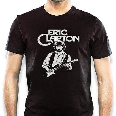 Camiseta Eric Clapton tamanho adulto com mangas curtas na cor preta Premium
