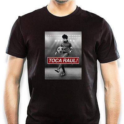Camiseta Toca Raul tamanho adulto com mangas curtas na cor preta Premium