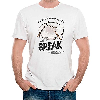 Camiseta Break Sticks tamanho adulto com mangas curtas na cor branca Premium