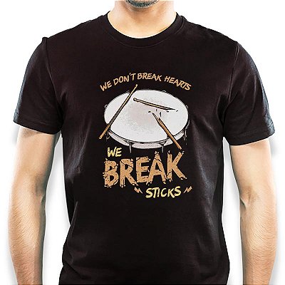 Camiseta Break Sticks tamanho adulto com mangas curtas na cor preta Premium
