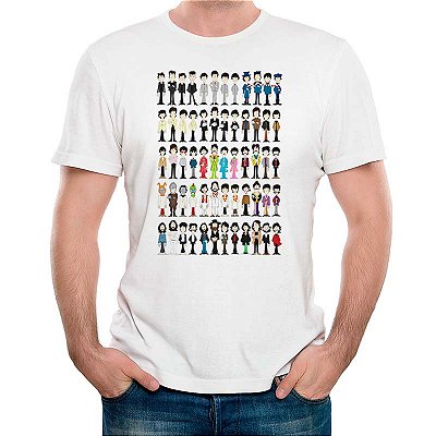 Camiseta Beatles Characters tamanho adulto com mangas curtas na cor branca Premium