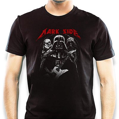 Camiseta Premium Dark Side Metal tamanho adulto com mangas curtas na cor preta