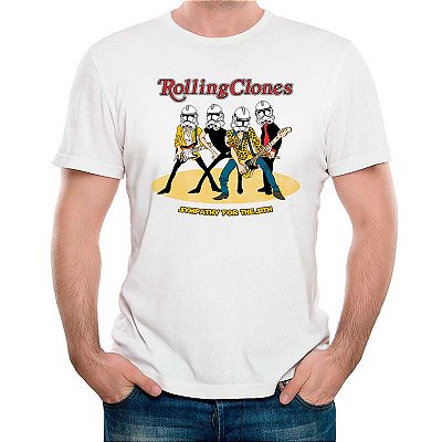 Camiseta Rolling Clones tamanho adulto com mangas curtas na cor branca Premium
