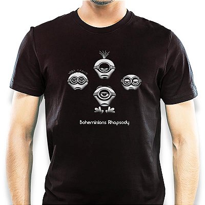 Camiseta Boheminions Rhapsody tamanho adulto com mangas curtas na cor preta