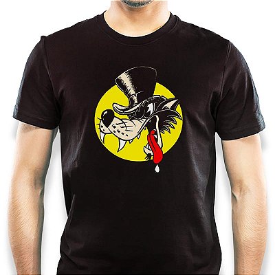Camiseta Bad Wolf Cartoon Premium tamanho adulto com mangas curtas na cor preta