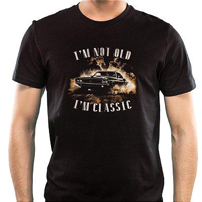 Camiseta Not old Im classic tamanho adulto com mangas curtas na cor preta premium