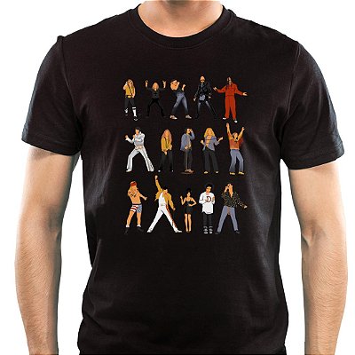 Camiseta Vocalistas do Rock tamanho adulto com mangas curtas na cor preta premium
