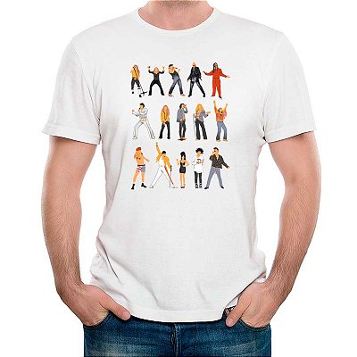 Camiseta Vocalistas do Rock tamanho adulto com mangas curtas na cor branca premium