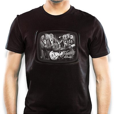 Camiseta Freddy and the Nightmares tamanho adulto com mangas curtas na cor Preta Premium