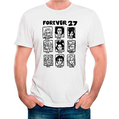 Camiseta Forever 27 tamanho adulto com mangas curtas na cor brancaPremium
